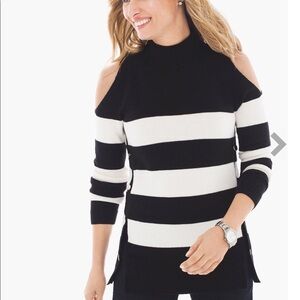 Chico's Black and White Striped Sweater